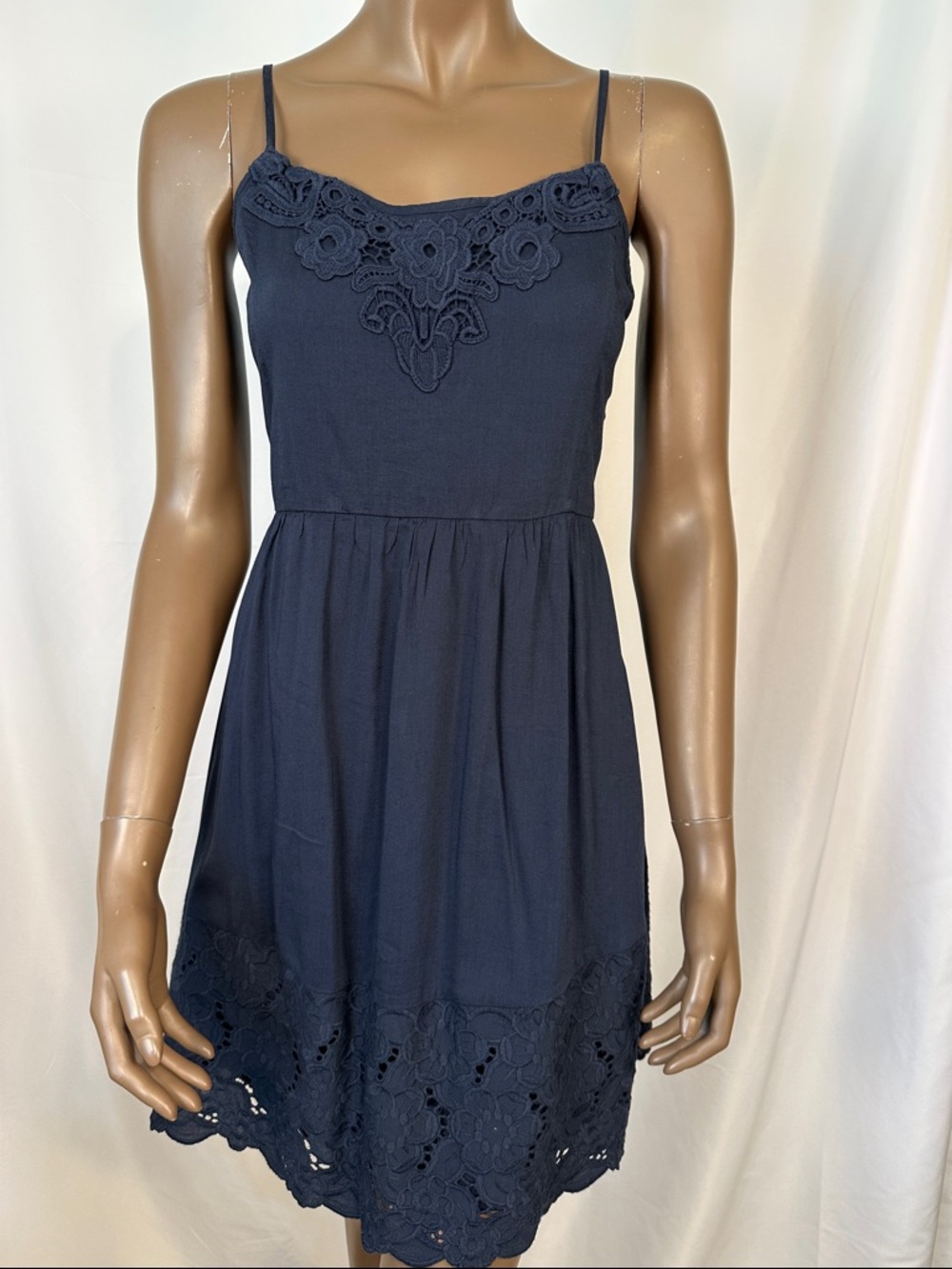 Abercrombie & Fitch Navy Spaghetti-Strap Lace Sundress | NWT